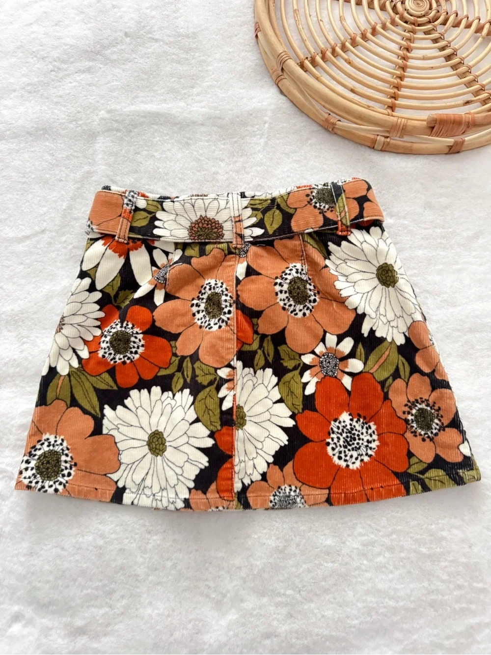 Show Me Your Mumu Tyra Belted Mini Skirt Hutton Floral Corduroy